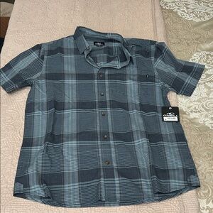 O'Neill Men's Gray and Blue Checkered Shirt